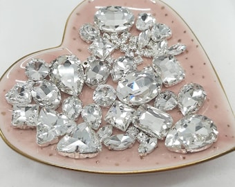 Wholesale pack sew on glass clear crystal rhinestones mixed shapes oval round etc