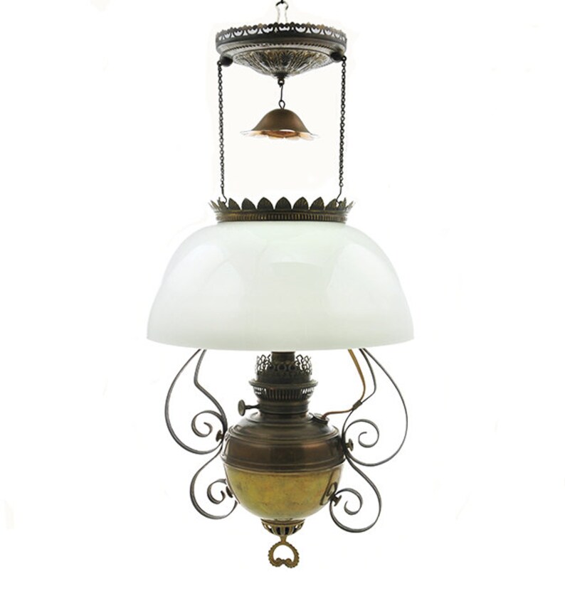 Antique Hanging Light Fixture Kerosene Oil Lamp Converted to Etsy