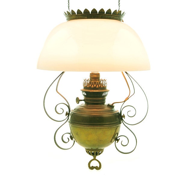 Antique Hanging Light Fixture Kerosene Oil Lamp Converted to Etsy