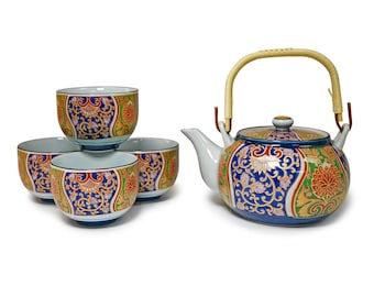 Japanese Tea Set - Blue and Gold Nabeshima | Kyoto Hospitality