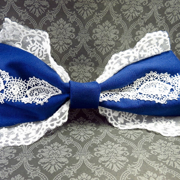 Lolita bow royal navy blue hair clip sweet cute kawaii classic