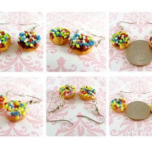 Kawaii Doughnut Earrings Polymer Clay Cute Food Charm Jewelry image 2