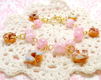 Doughnut Charm Bracelet chain kawaii sweet lolita accessory mini food charm jewelry