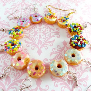 Kawaii Doughnut Earrings Polymer Clay Cute Food Charm Jewelry image 1