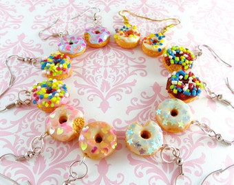 Kawaii Doughnut Earrings Polymer Clay Cute Food Charm Jewelry