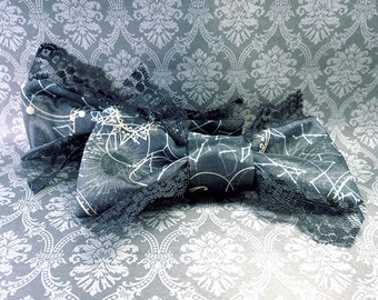 Celestial black bow hair clip sheer mini gothic kawaii lolita fashion