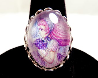 Purple Flower Lolita Cameo Ring Original Art Lolita Fashion