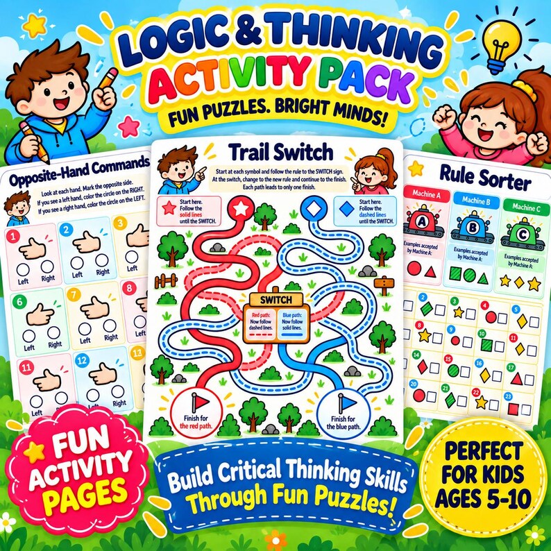 Brainstring Activity 50 Brain Games for Kids Printable Activity Workbook, Memory Games ...