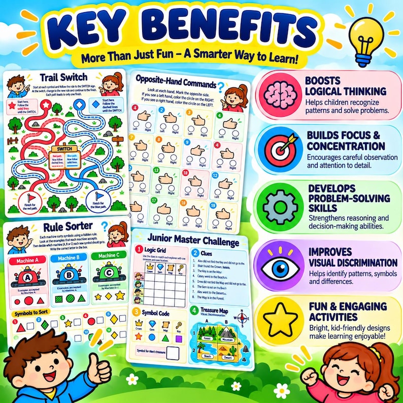 Brainstring Activity 50 Brain Games for Kids Printable Activity Workbook, Memory Games ...
