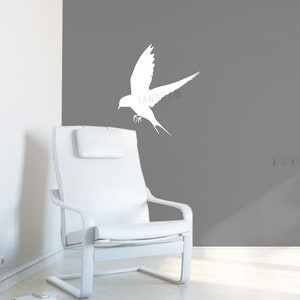 Weiße Schwalbe Vinyl-Aufkleber. Schlucken Vinyl-Aufkleber für Haus und Büro Dekor. Weiße fliegende Vogel Aufkleber Vinyl Aufkleber. Wand-Tattoo, Wandaufkleber