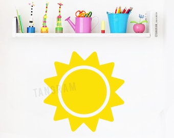 Sun vinyl decal. Yellow sun wall sticker for baby nursery room decor. Cute sun wall decal for children's room. Sun home decor