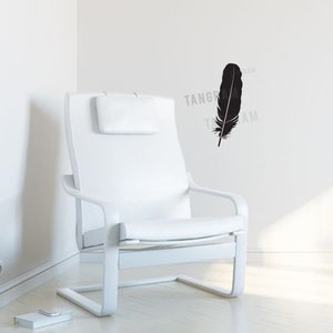 Pegatina de plumas negras.  Calcomanía de vinilo de arte de pared de plumas. Pluma negra para decoración del hogar o decoración de la oficina. Calcomanía de plumas