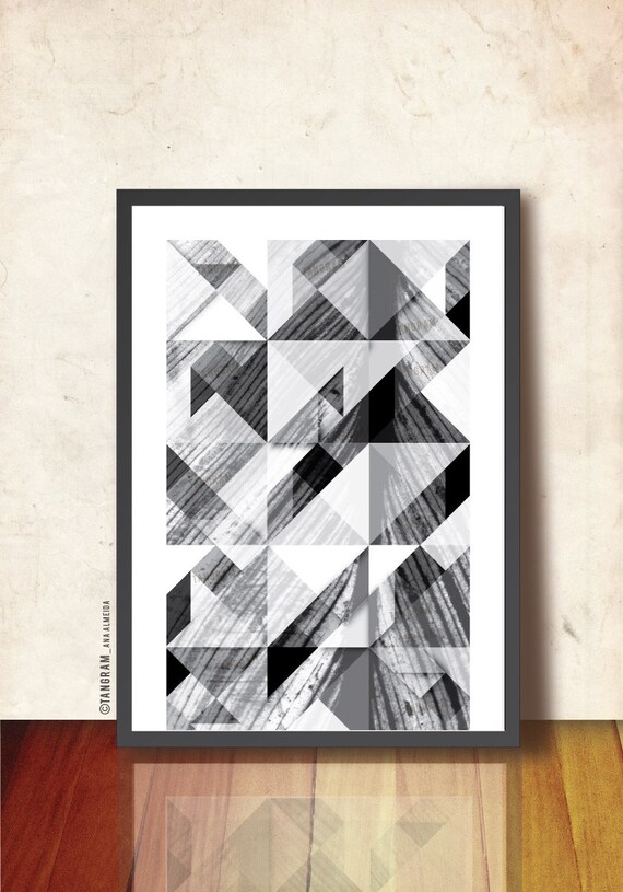 Geometric print. Black and white wall art. Affiche scandinave. Posters and prints. "Reflections of Me", TANGRAMartworks