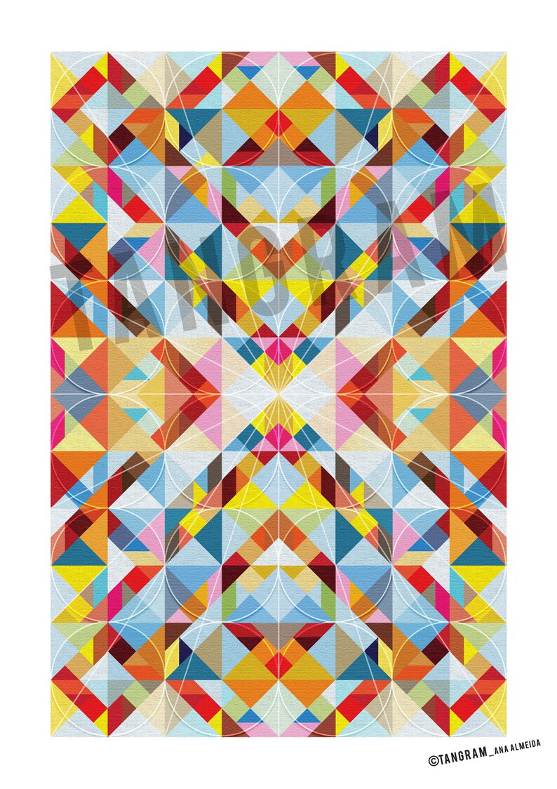 Tangram Geometric Art. Geometric Poster, Abstract Wall Decor. Geometric Art Print, Modern Pattern Tangram, Perspective image 2