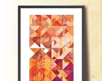 Modern minimalist, geometric art print. Abstract art Print. Wall art geometric print. Autumn colors. Sunrise poster. Poster print. Geometry