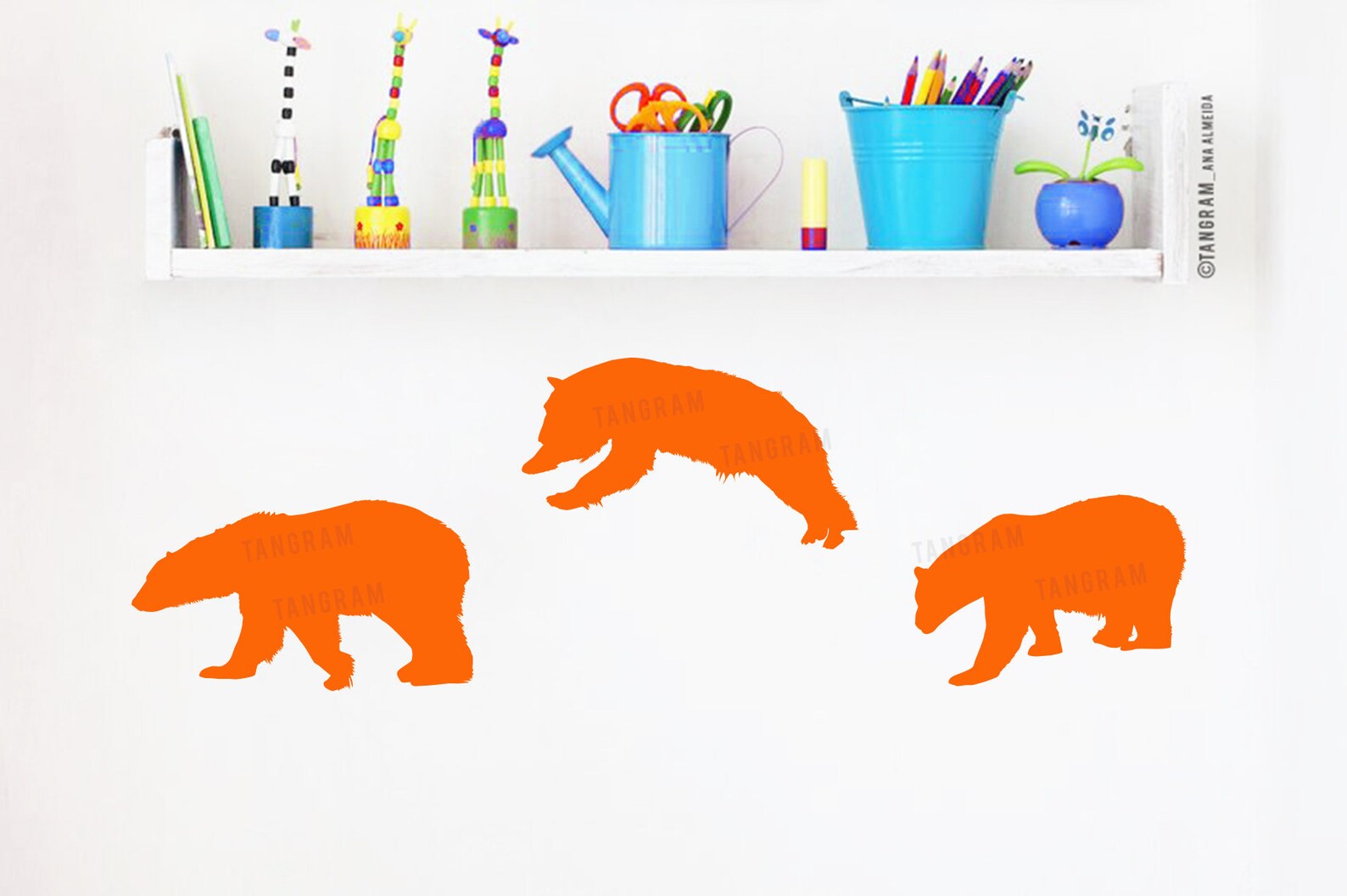 Polar Bears Stickers. Polar Bears Vinyl Decals. Orange Bears - Etsy UK