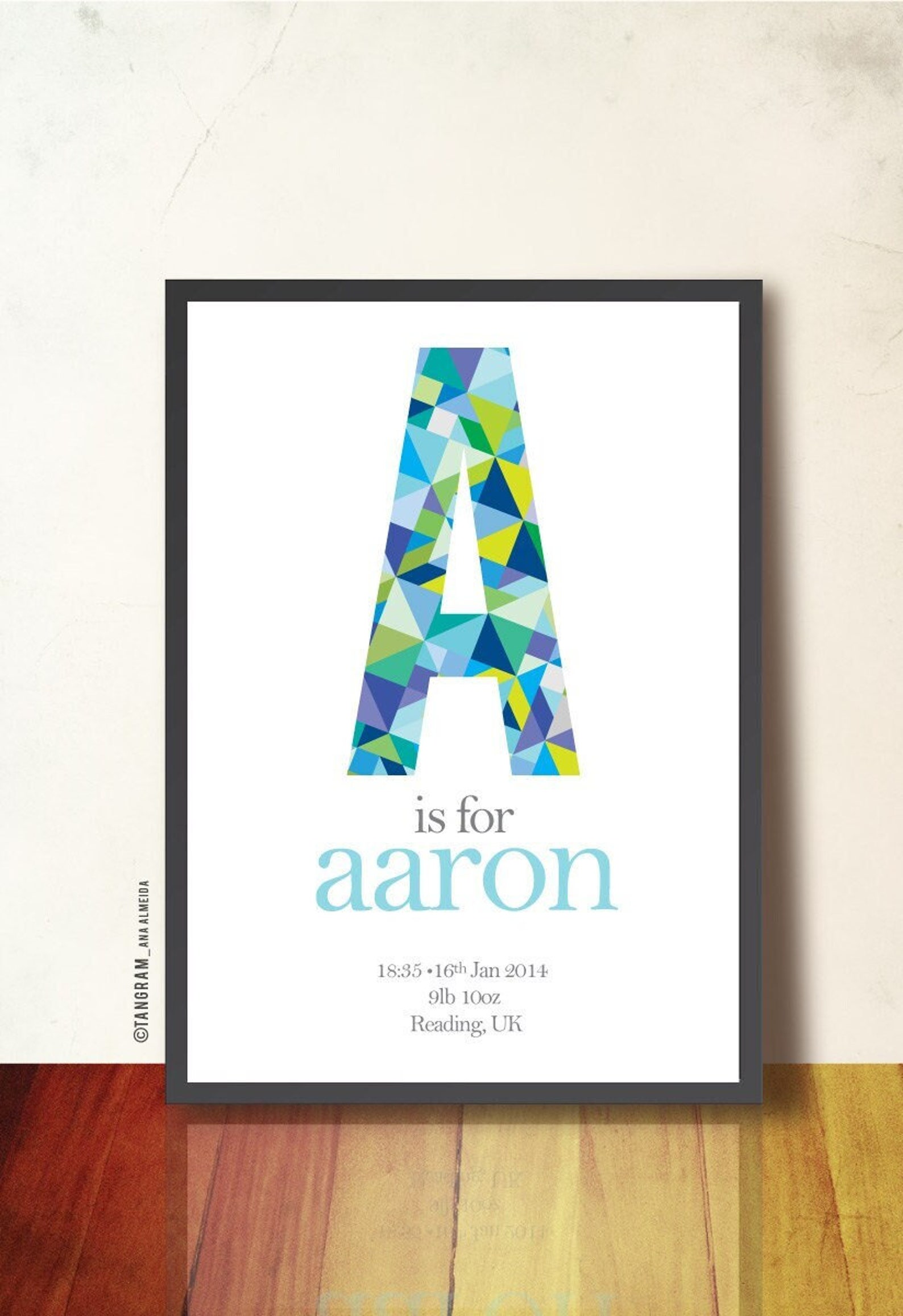 Custom Baby Poster. Geometric Art Nursery Decor. Baby Birth Etsy