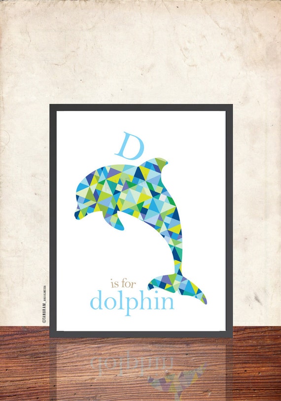 Delphin Plakat Geometrische Kunst Baby Wand Kunst Tier Etsy