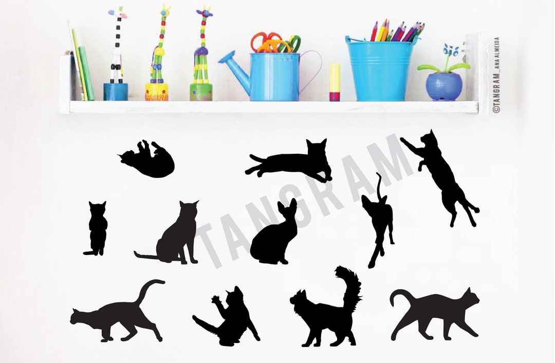 Cats Wall Decals. Black Cats' Vinyl Decal. Cat Vinyl Etsy
