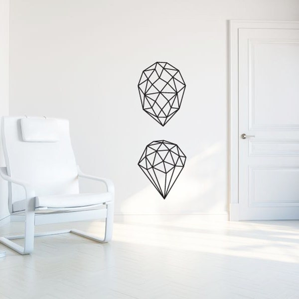 Gemstone vinyl sticker. Geometric wall decal. Modern vinyl decals. Gem facet, gemstones stickers. Polygons decals. Scandinavian design.