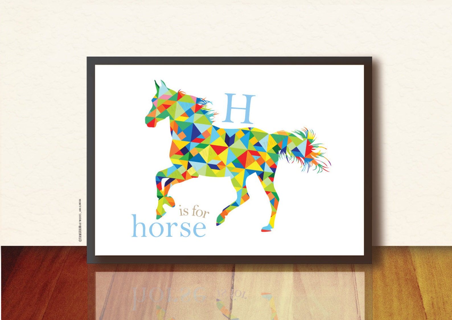Horse Poster Print. Horse Poster for Kids Room. H is for Horse