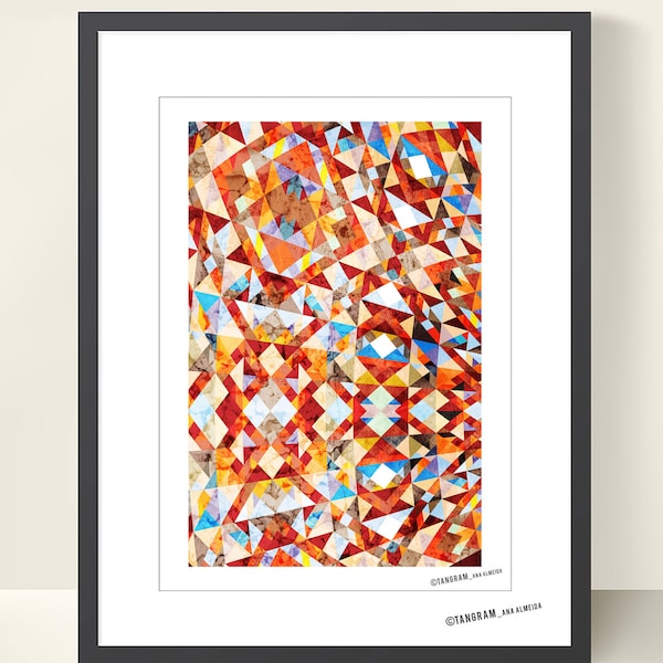 Geometric Poster print. Geometric art. Caleidoscopic Poster. Wall art. Tangram Distortion - Modern Geometric Art Print, Geometric pattern