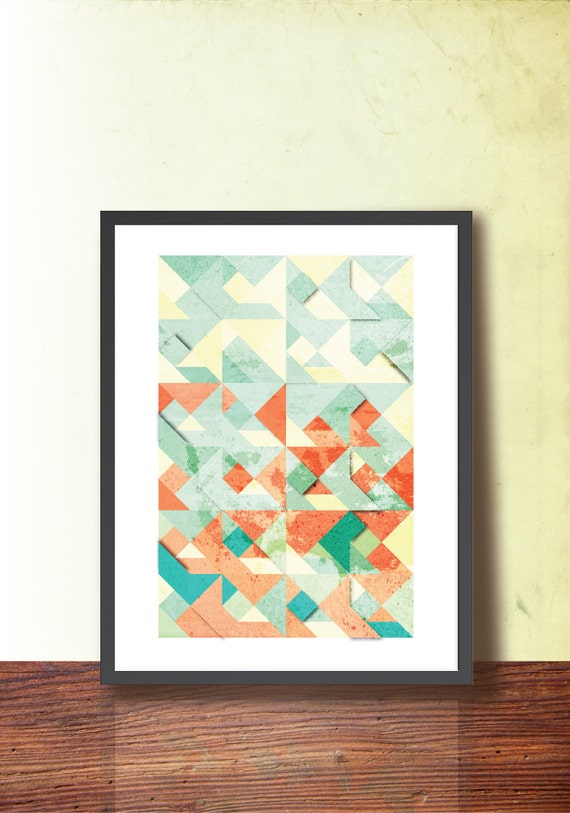 Spring Tangram, Geometric Print, Abstract Poster Print. Geometric Wall Art. Home & Office Decor. TangramArtworks Geometric print.