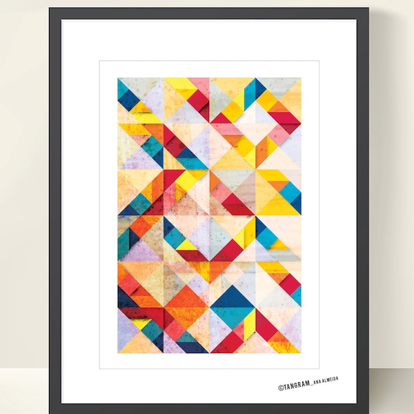 Mid Century Modern poster. Bright colors geometric print. Geometric art print, abstract poster. Affiche geometrique. Modern abstract art