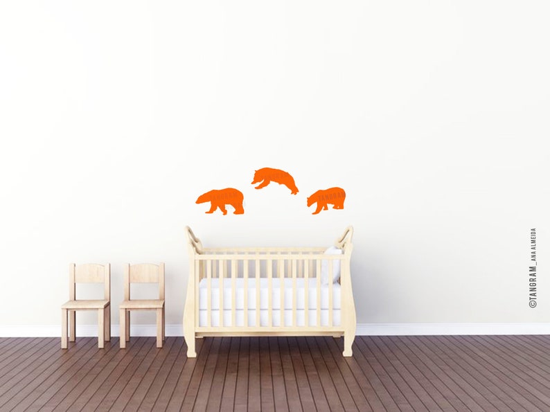 Polar Bears Stickers. Polar Bears Vinyl Decals. Orange Bears Nursery