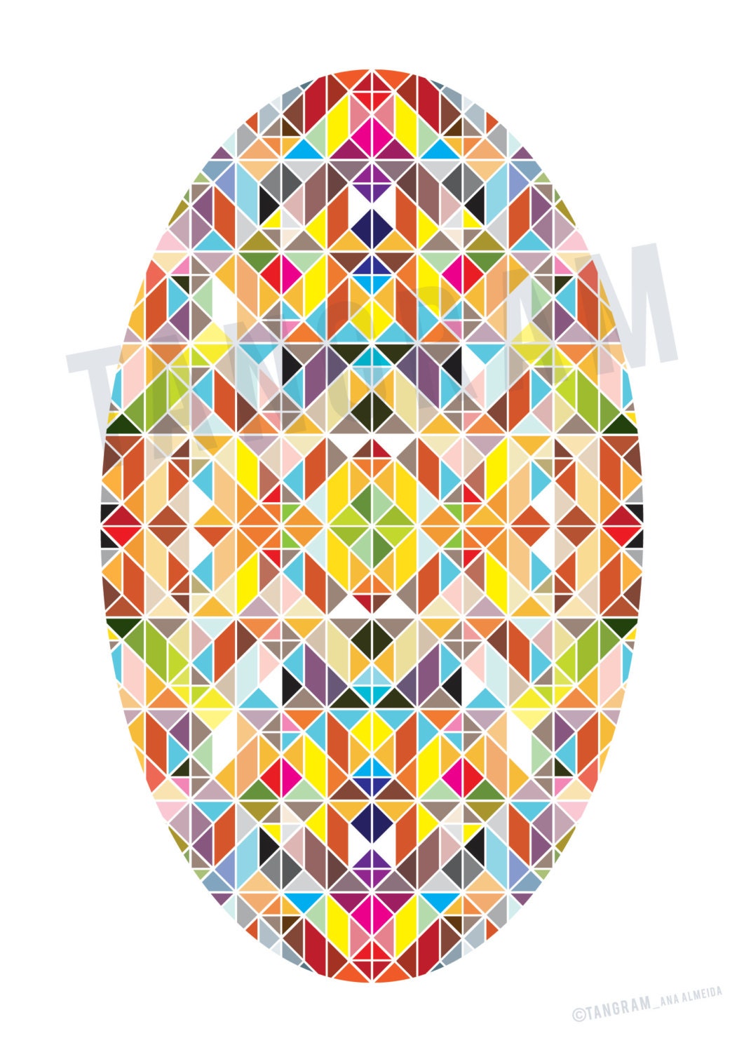 Oval Geometric Print. Mid Century Geometric Wall Art. Abstract Print ...