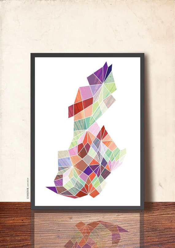 Geometric print, Abstract Poster Print, Geometric art, Precious Stone. Purple, blue, mint. Affiche Scandinave. Poster print wall art