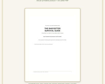 Baby sitter Survival Guide, Childcare Instructions, Date Night Printable