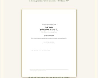 Funny Mom Survival Manual, Family Organizer, Household Planner (Digital PDF)
