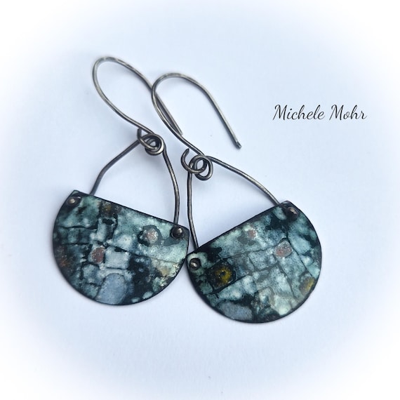 Secret Garden Enamel Earrings with Sterling Silver Ear Wires