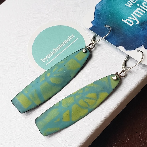 Peace Among the Trees Vitreous Enamel and Sterling Silver Leverback Earrings