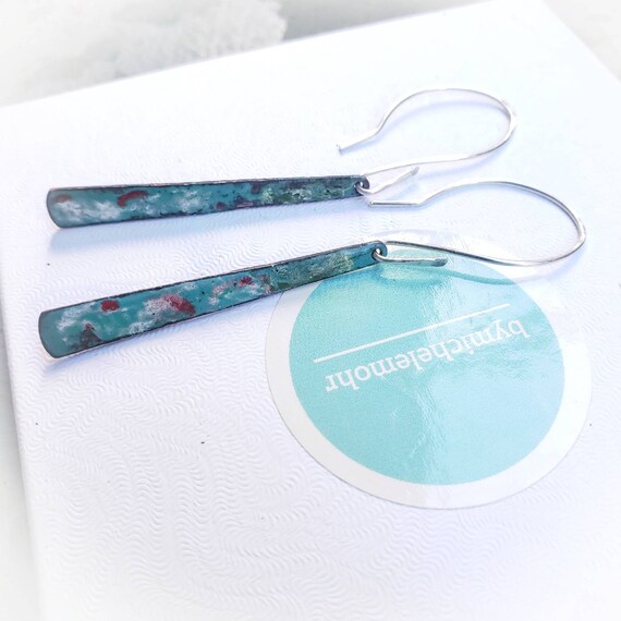 Waterfall Vitreous Enamel Earrings with Fine Silver Ear Wires