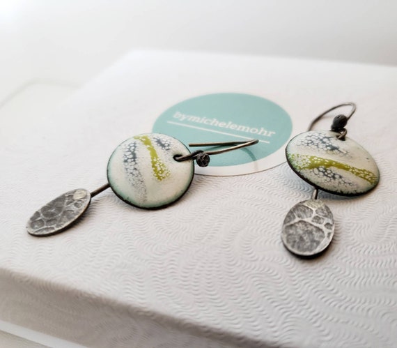 Scenic Landscape Vitreous Enamel and Sterling Silver Earrings