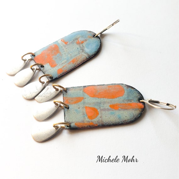 Opening Doors Vitreous Enamel Earrings with Sterling Silver Lever Back Ear Wires