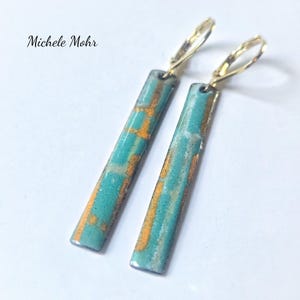 Sunny Disposition Enamel Bar Earrings with 18K Gold Plated Lever Back Earrings