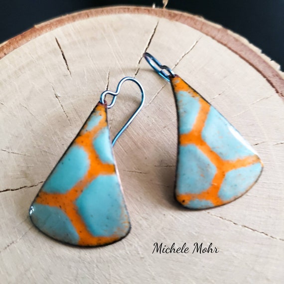 Riding my Bike Enamel and Niobium Earrings