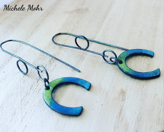 Lucky Vitreous Enamel and Sterling Silver Earrings