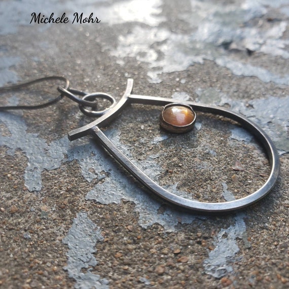 Zen Sunstone and Oxidized Sterling Silver Pendant Adjustable 18" Necklace