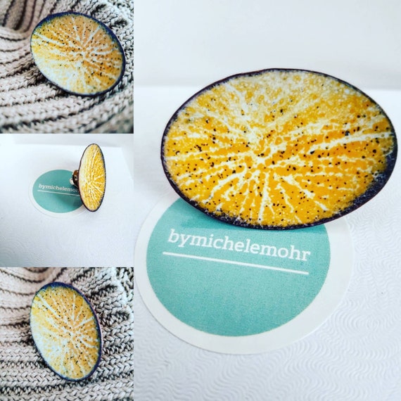 Burning Sun Vitreous Enamel Oval Pin