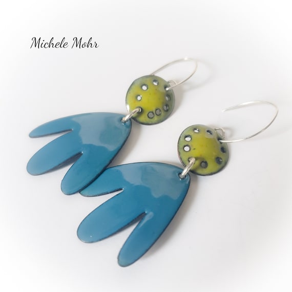 Dreaming of a Tropical Vacation Vitreous Enamel and Sterling Silver Earrings