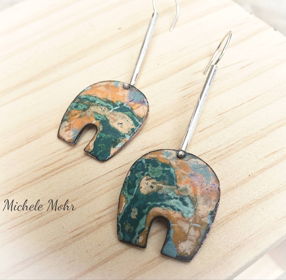 Our Wonderful Earth Vitreous Enamel and Sterling Silver Earrings