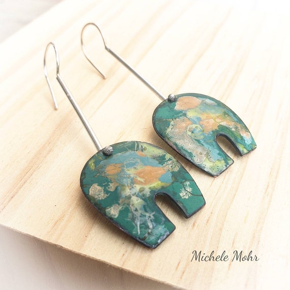 Summer Garden Vitreous Enamel and Sterling Silver Earrings