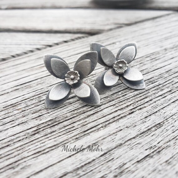 In Bloom Sterling Silver Posts Floral Earrings