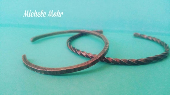 Hammered and Twisted Copper Cuff Set