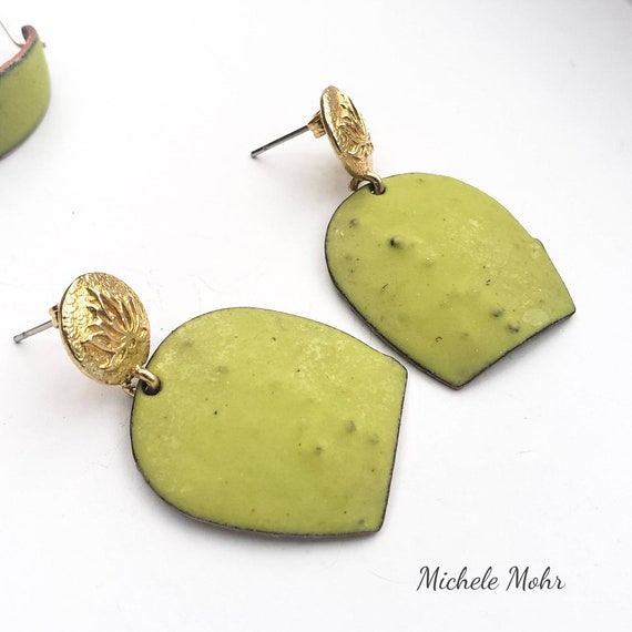 Blooming Cactus Vitreous Enamel Post Earrings