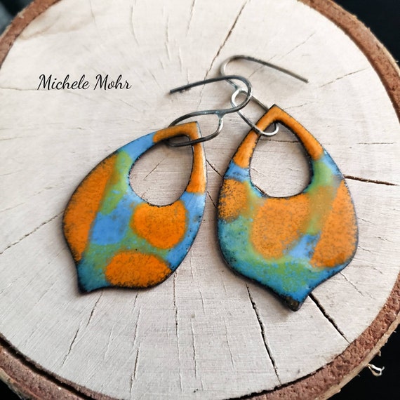 Bold and Beautiful Enamel and Sterling Silver Earrings